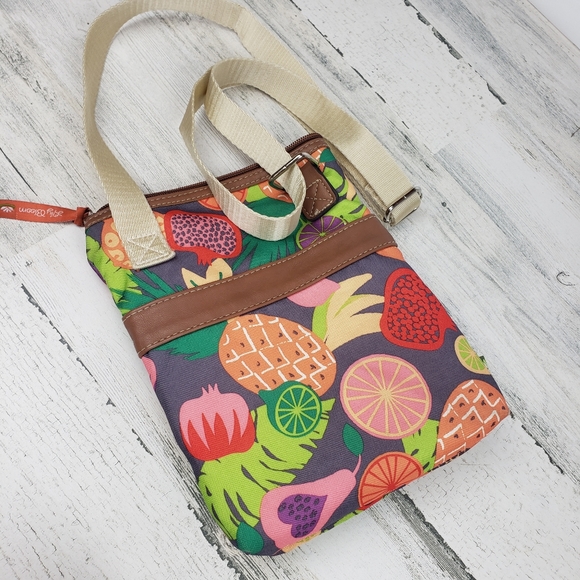 Lily Bloom crossbody handbag purse fruit purse colorful pocket zip - Picture 3 of 6